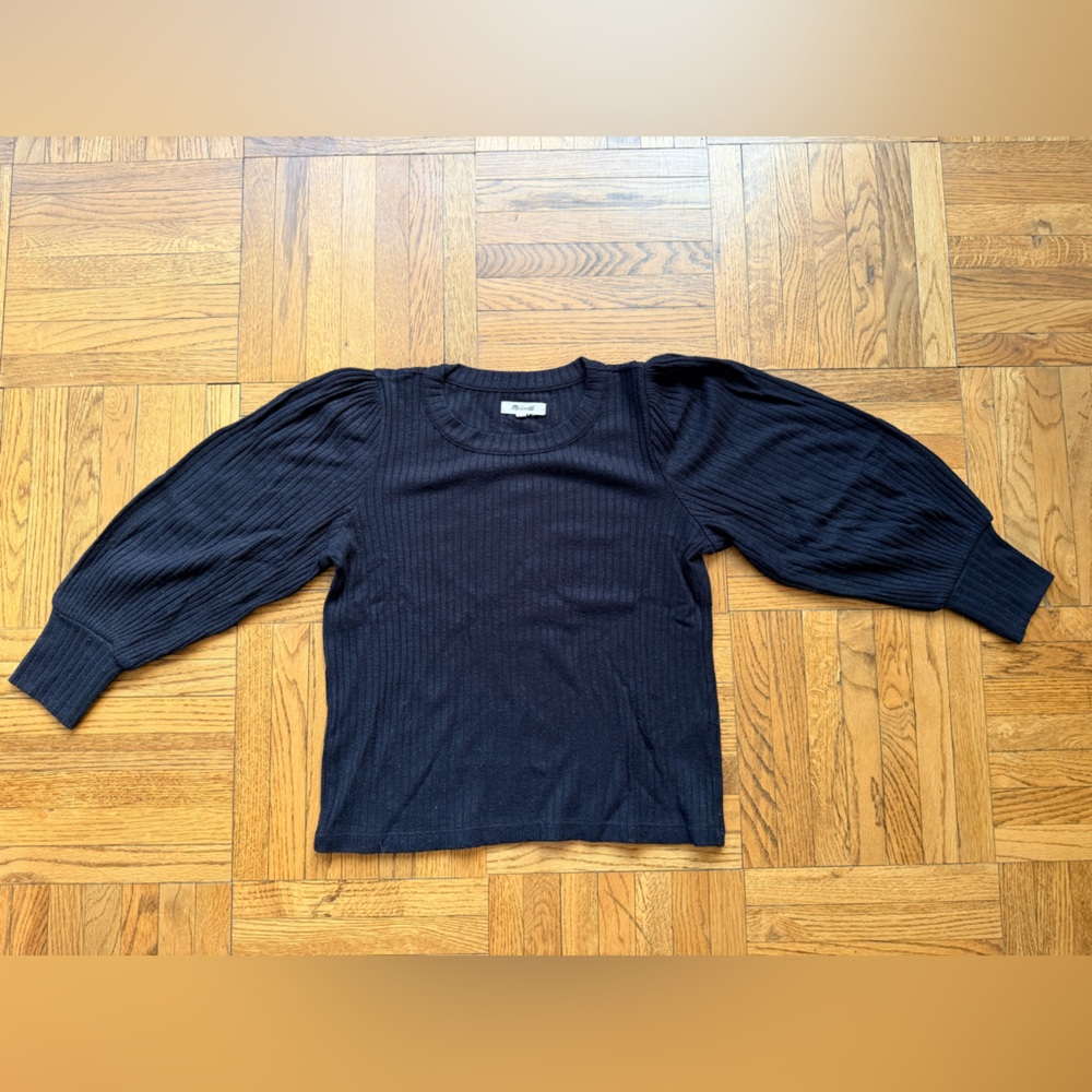 Madewell Men's Long Sleeve Black Ribbed Tee